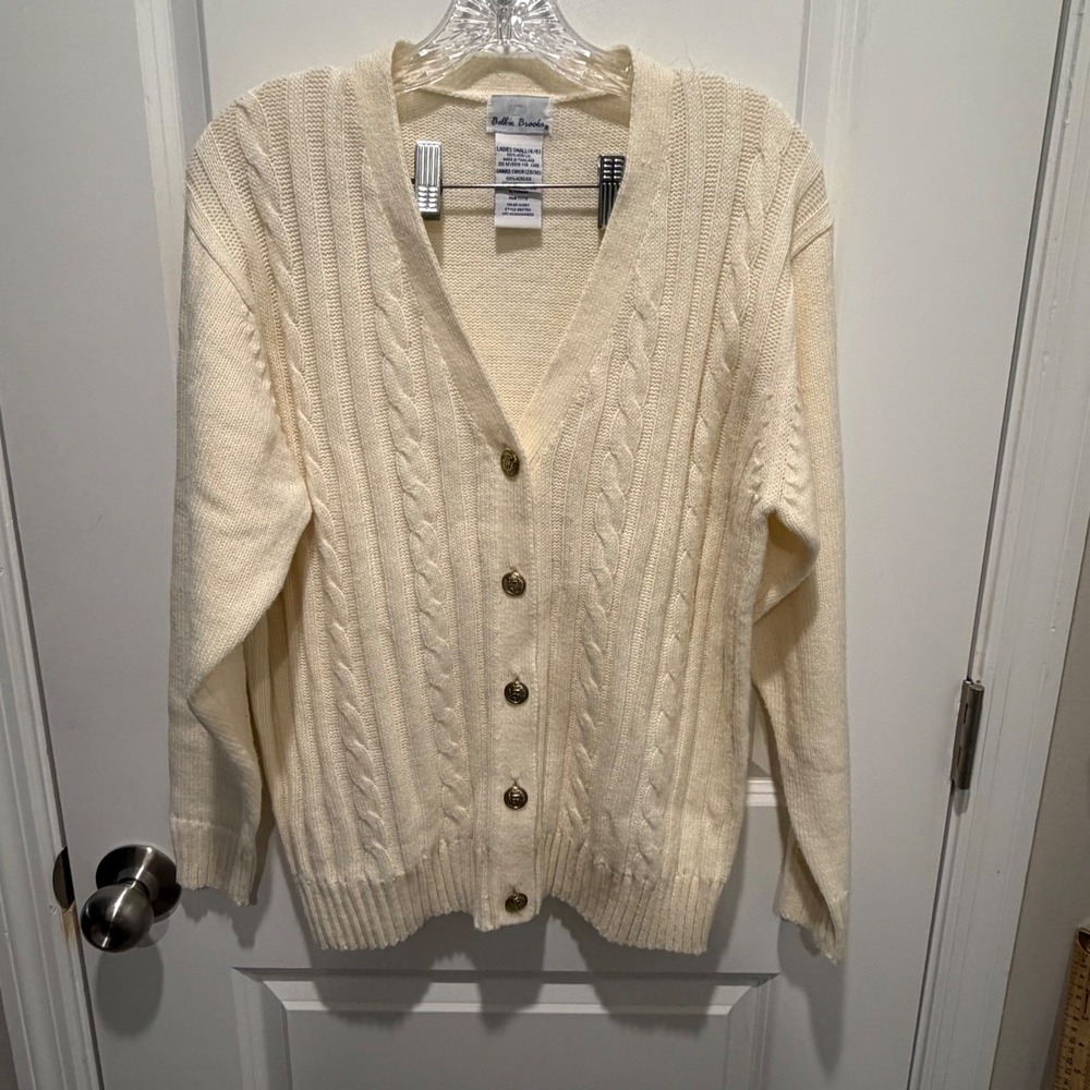 Bobbie Brooks Women Cardigan Cable Knit Ivory Small